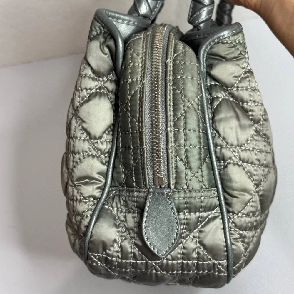 Christian Dior Vintage Iconic Cannage Lady Boston Bag in Metallic Grey - Picture 10 of 16